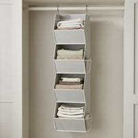 Mesh Side Pockets Hanging Closet Organizer Collapsible Material Wardrobe Organizer Space-Saving Foldable Wardrobe Shelves Sturdy Metal Hooks for Bedroom, Dorm Room, Nursery, RV