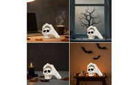 Cranium with Spectral Hand Halloween Cranium Ornament Small Decorations for Goths, Party Hosts, Spooky House, Office Desk