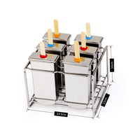 Stainless Steel Ice Lolly Form Rectangular 6 Cup Ice Lolly Form Easy to Clean Chilled Dessert Tool for Freezer