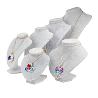 Velvet/PU Leather Mannequin Necklace Display Stand Jewelry Bust Holder for Showcases and Stores