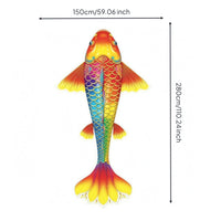Colorful Koi Fish Kite Flowing Tail Koi Kite Bright Colors Wind Flyer for Outdoor, Beach, Park