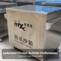Fire Fighting Sand Container with Wheels Locking Casters Mobile Fire Sandbox Rolling Flood Control Bin for Industrial Workers