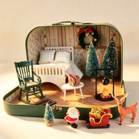 Suitcase Dollhouse Hard-Sided Miniature Dollhouse Suitcase Realistic Doll Travel Case for Collectors, Holiday Decor