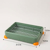 Extra Large Litter Tray and Guinea Pig Litter Tray, Bunny Toilet Tray with Removable Grate, Square Basin for Chinchillas and Hamsters
