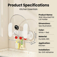 Cabinet Pot Lid Organizer for Kitchen Cupboard Doors and Walls, Adjustable Spacing Rack for Chopping Boards