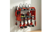 2-Tier Power Tool Organizer Heavy-Duty Drill Holder Multi-Functional Wall Mount Tool Rack Sturdy for Workshop