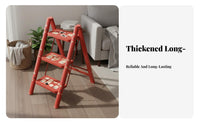Foldable 3-Step Folding Ladder Space-Saving 3 Step Ladder Multi-Functional Lightweight Kitchen Stool Stylish Design for Homeowners, Homemakers, Indoor & Outdoor, Living Room, Office, Garage