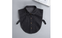 Detachable Dickey Collar Denim Detachable Collar Half Shirt Button-down Pointed for Women, Layering, Office