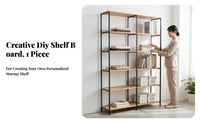 utilitarian design 5-Tier Wood and Metal Shelf Multi-Purpose Storage Rack Openrear Design storage shelf sturdyDuty Frame for Plant lovers, Office Workers, Living Room, Bedroom, Balcony, Kitchen