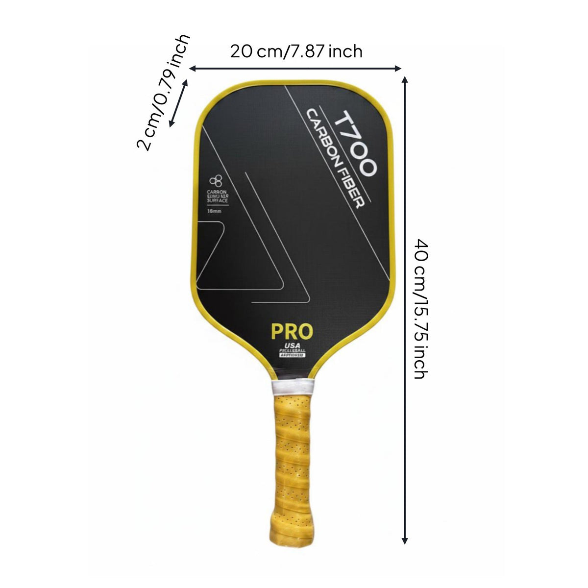 Professional Matte Carbon Pickleball Racket Long-Lasting 16mm Pickleball Paddle Lightweight Sports Gear Rotation Control for Competition, Training