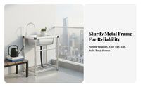 Rust-Proof Stainless Steel Sink with Stand Easy to Clean Freestanding Utility Sink Multifunctional Outdoor Wash Station Scratch-Resistant for Homeowners, Restaurant Personnel, Balcony, Backyard, Garden, Basement