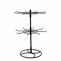 Detachable 2 Tier Rotating Jewelry Stand Wrought Iron Rotating Earring Display Rack Easy Assembly Storage Solution for Bedroom, Closet