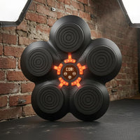 Black and Orange Wall-Mounted Boxing Target Illuminated Smart Boxing Target Perforated Bluetooth Rhythm Training Pad for Home Gym
