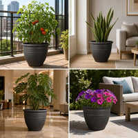 Resin Wood Grain Planter Pot for Indoor Plants