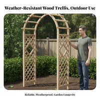 Decorative Climbing Plant Archway Multi-Purpose Climbing Plant Arch Weather Resistant Wooden Garden Arbor Weatherproof for Gardeners, Homeowners, Courtyard, Patio, Backyard, Walkway Entrance