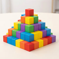 Wooden Cube Blocks Math Manipulatives for Elementary School, Geometric Model Building Blocks Educational Toy for Kids