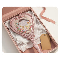 Handheld Mirror Cute Rococo Hand Mirror Ornate Frame Beauty Accessory for Makeup, Dressing Table