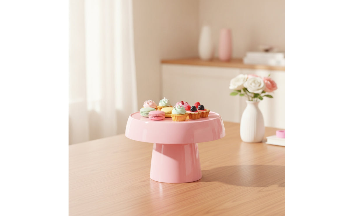 Round Cake Stand Glossy Dessert Stand Minimalist Cake Pedestal Easy-to-Clean for Bakers, Party Hosts, Parties, Buffets