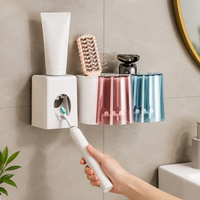 Manual Toothbrush Holder, Automatic Wall Mounted Toothbrush Organiser, Clear PET for Family Bathroom, Multiple Slots