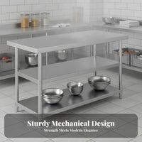Rust-Resistant Stainless Steel Work Table Easy to Clean Commercial Kitchen Work Table Oil-Proof Stainless Steel Workbench Waterproof for Restaurant Owners, Home Cooks, DIY Enthusiasts, Workshop, Garage