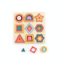 Removable Pieces Educational Shape Matching Board Hand Grasping Wooden Shape Matching Puzzle Board Colorful for Children