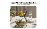 2-Tier Fruit Basket Nordic Design 2 Tier Fruit Basket Stable Base Tiered Vegetable Rack for Living Room, Kitchen Counter, Dining Table