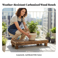 Weather-Resistant Slatted Wood Riser Bench long-lasting and Sturdy Plant Stand adaptable Garden Furniture Elevated Design for Gardeners, householders, Gift Givers, Balcony, Indoors, Living Room, Bedroom