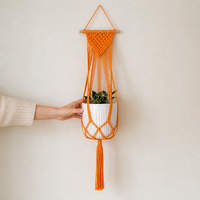 Macrame Plant Hanger 20x110cm, Handmade Hanging Planter, Nordic Design Hanging Basket for Indoor Outdoor Home Decor