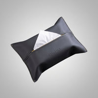 Tissue Box for Car Interior with Sun Visor Clip, PU Leather Napkin Holder in Modern Minimalist Style, Travel Accessories, Pillow Shape Leather