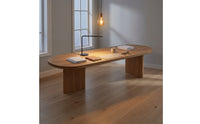 Natural Finish Wooden Pedestal Dining Table Modern Dining Table with Pedestal Base Solid Furniture Practical for Kitchen