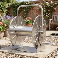 Stainless Steel Hose Reel Cart with Crank Handle Freestanding Metal Hose Cart Compact Hardware Portable for Patio