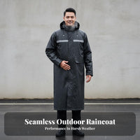 Windproof Long Reflective Raincoat Long-Lasting Full Body Safety Rain Jacket Lightweight Reflective Safety Jacket Adjustable Cuffs for Security Guards, Road Workers, Hikers, Outdoor, Hiking, Work