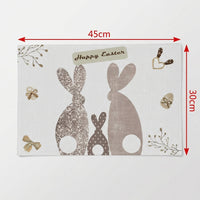 Carrots Rabbit Bunny Happy Easter Placemat Stain-Resistant Bunny Print Dining Mat Easy to Pristine Cloth Heat-Insulating Mat for Holiday Decorators, Families, Kitchen