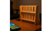 Natural Wood Finish Two-Tier Phone Stand Freestanding Slatted Phone Stand Organized Storage Desk Accessory Unobstructed Design