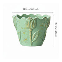 Flower-Shaped Cement Planter Outdoor Use European Style Planter Rustic Look Garden Decor for Balcony