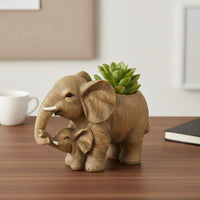Modern Decor Mother and Baby Elephant Statue Creative Gift Resin Creature Statue Adorable Design for Plant Lovers, Living Room, Office