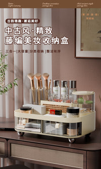Desktop Storage Rack with Drawers, Transparent PET, 4 Layers