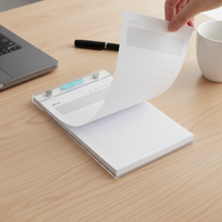 Acrylic Hardcover Tear-Off Notepad with Clip, Portable Mini Notebook with Detachable Lined/Grid Pages