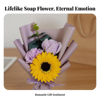 Soap Flower Bouquet Long Scented Gift Realistic Everlasting Gift Box for Mom, Women, Mother's Celebration, Birthdays