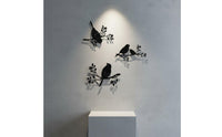 3 Pieces Bird on Branch Wall Art Wrought Iron Design Avian Silhouette Branch Art Hollow-Out Design House Decoration for Gardeners, Patio