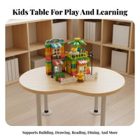 Multifunctional Peanut Shaped Activity Table Rounded Corners children's Building Block Table Material Adjustable Kids Desk and Chair Set Ergonomic Design for Toddlers, Preschoolers, Parents, Preschool, Kindergarten, Playroom, Classroom