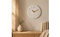 Cream Decorative Wall Clock No Tools Required Install Silent Wall Clock Minimalist Design Room Decoration