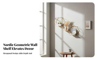 Nordic Design Iron Art Wall Hanging No-Drill Installation Geometric Metal Wall Rack Decorative Geometric Hanging Shelf Easy to Hang for Living Room, Bedroom, Entryway