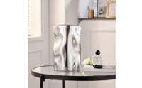 Stainless Steel Vase Silver Wavy Cylindrical Vase Sculptural Stainless Steel Vases for Decorators