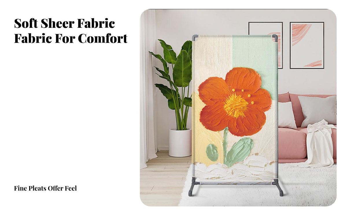 Floral Print separater Oil Painting and aesthetic Multi-Panel Folding separater Foldable Design Room Partition for Renters, Students, Bedroom, School, Restaurant