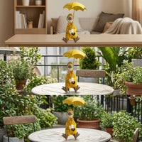 Resin Duck Figurine with Umbrella Whimsical Duck Figurine with Raincoat Cute Decoration Hand-Painted for Collectors