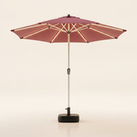 Sun Umbrella with LED Lights Weighted Patio Umbrella with Fillable Base Lighted for Homeowners, Cafe Owners, Backyard, Balcony