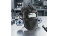 True-Color Metalworking Helmet with Fan Heat-Resistant Auto-Darkening Metalworking Helmet Breathable Safeguarding for Workshop