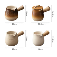 opening Flame Tea Kettle Dry Heat Clay Teapot with Lid Rustic Chinese Style Drinkware for Campfire