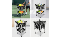Pickleball Basket Cart with Wheels Compact Pickleball Cart with Basket Foldable Court Equipment Trolley for Practice Field